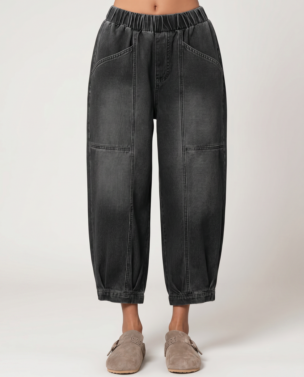Jeans Tapered Eleganti con Vita Elasticizzata per Donne