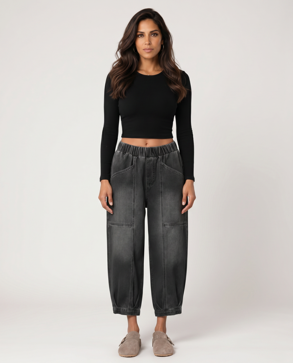 Jeans Tapered Eleganti con Vita Elasticizzata per Donne 4