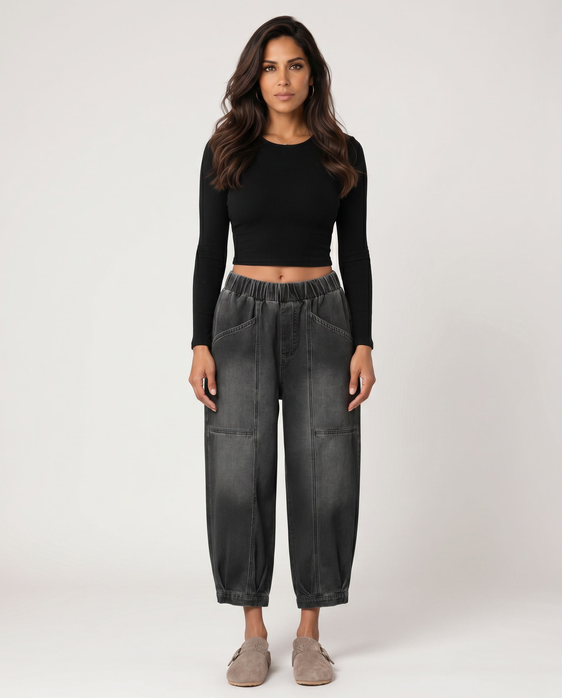Jeans Tapered Eleganti con Vita Elasticizzata per Donne 4