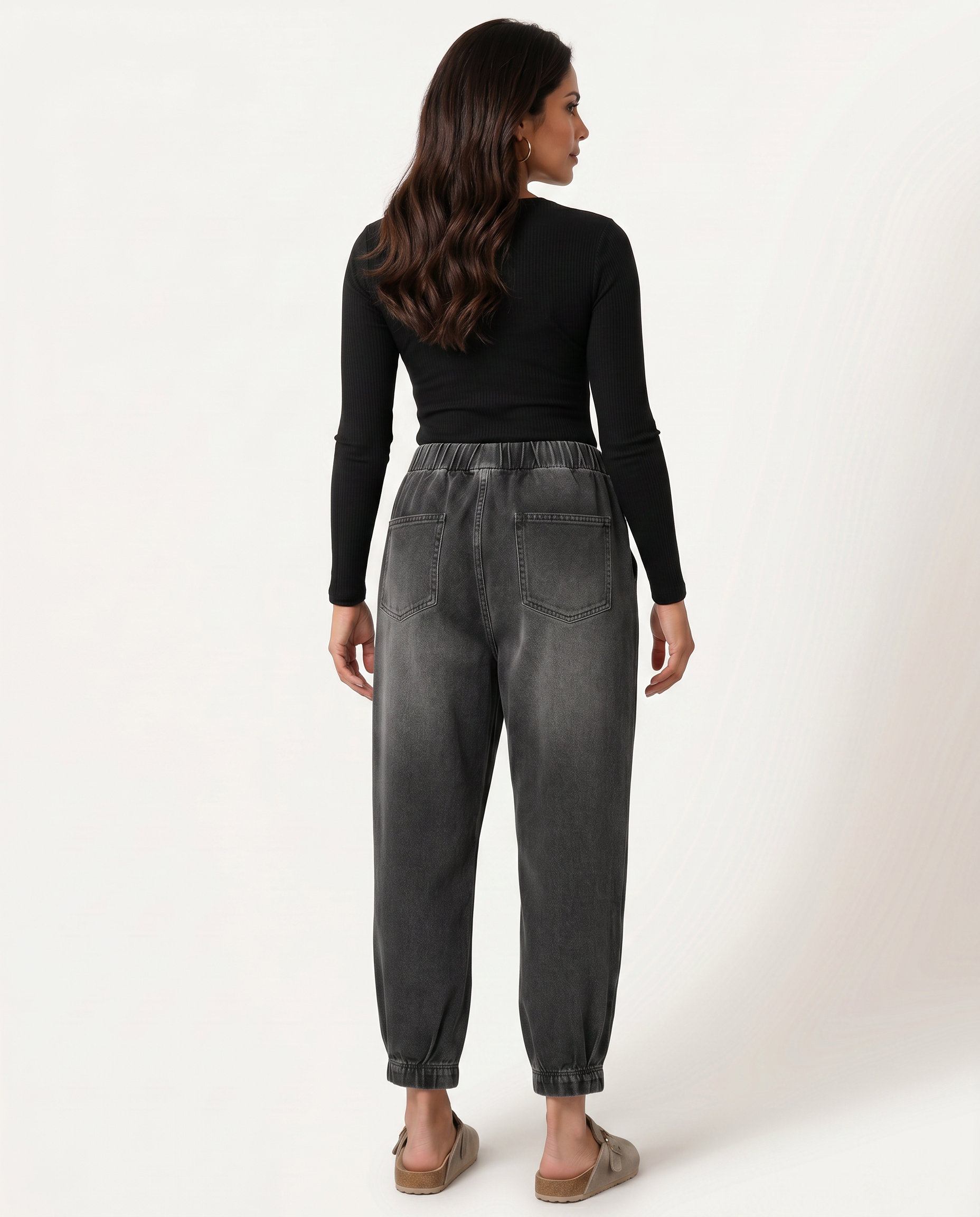 Jeans Tapered Eleganti con Vita Elasticizzata per Donne 5