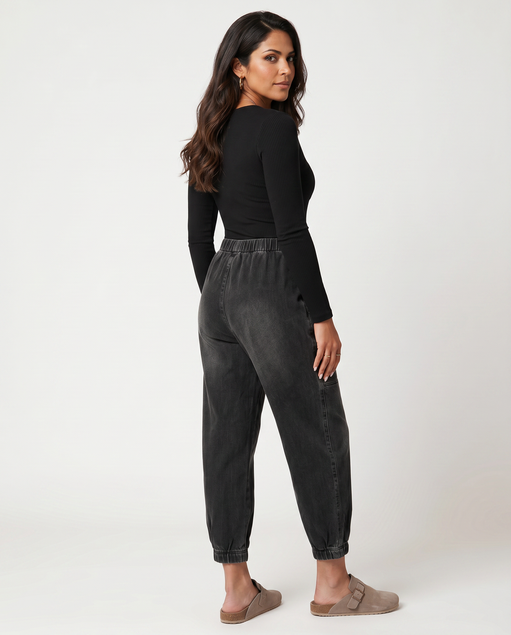 Jeans Tapered Eleganti con Vita Elasticizzata per Donne 6