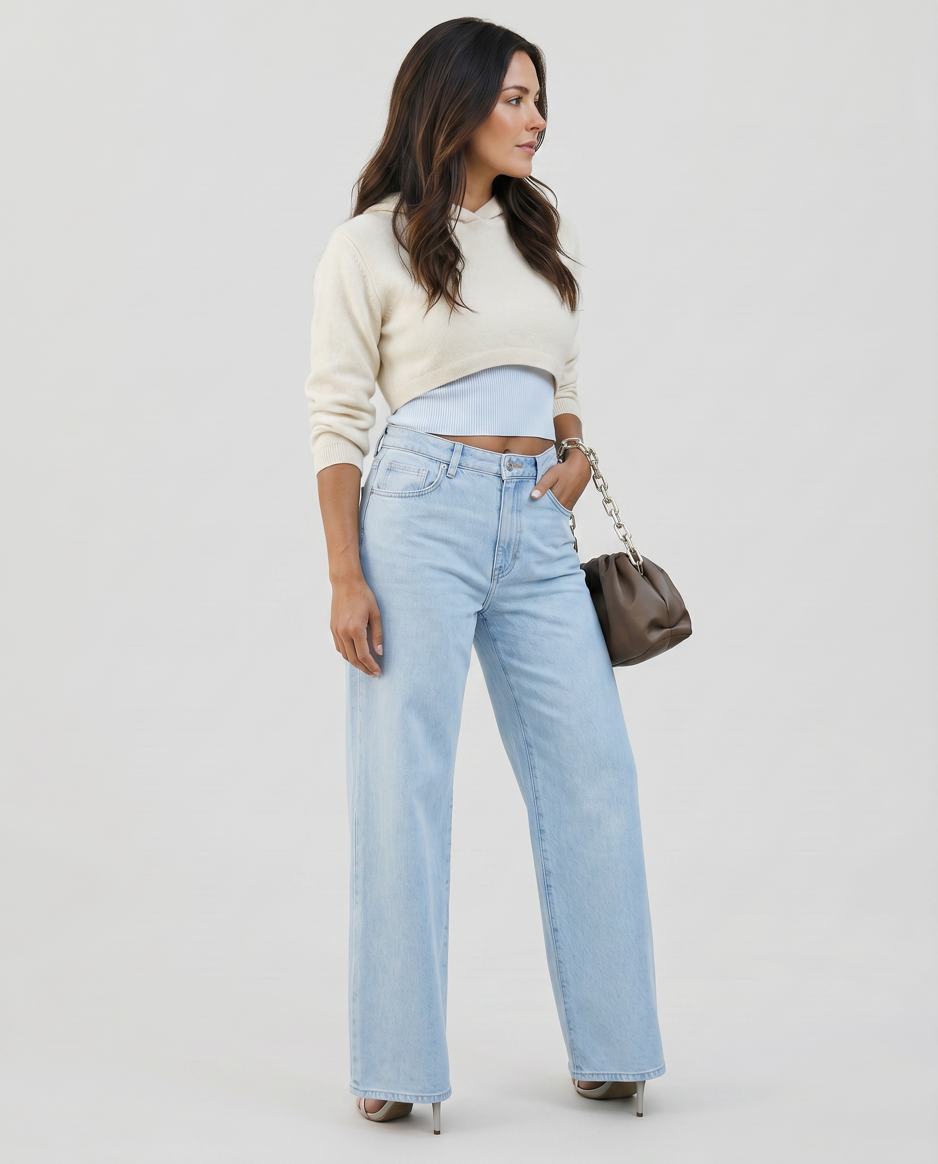 Jeans a gamba larga Roxie con ginocchia strappate. 5