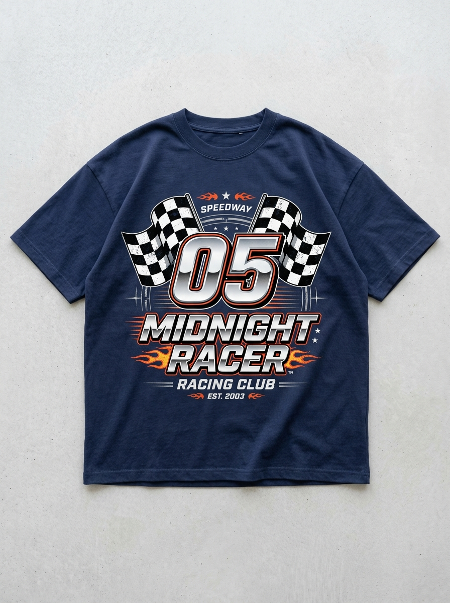 T-Shirt Oversize Y2K Pilota di Mezzanotte - Vista frontale