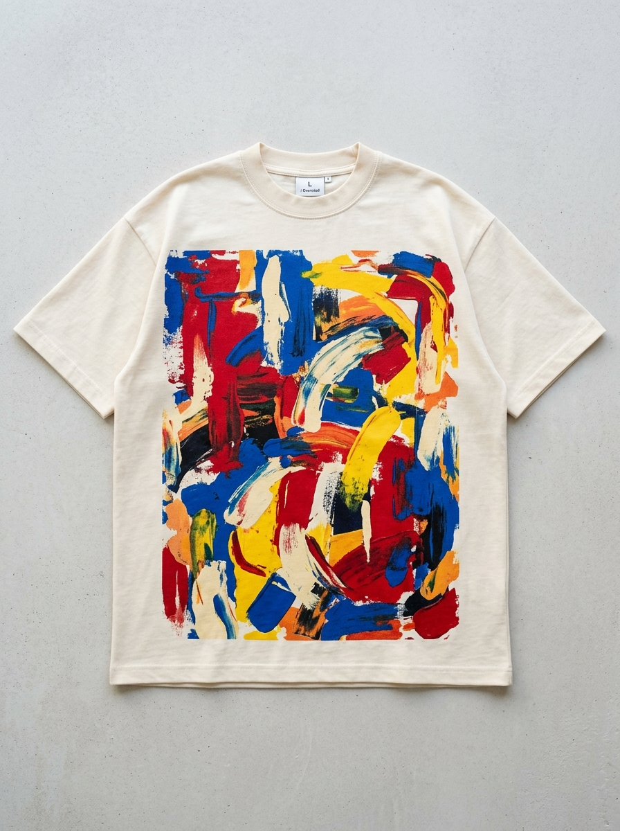 T-Shirt Oversize Esplosione di Colore - Vista frontale