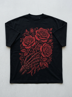 T-Shirt Oversize Rose e Scheletro - Vista frontale