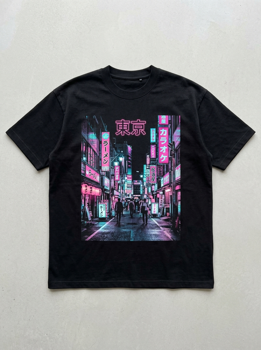 T-Shirt Oversize Neon di Tokyo - Vista frontale