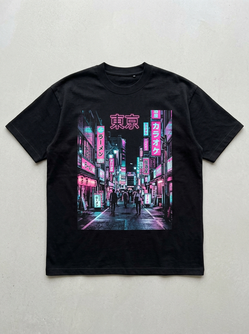 T-Shirt Oversize Neon di Tokyo - Vista frontale