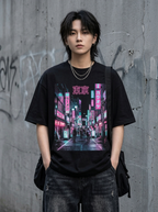 T-Shirt Oversize Neon di Tokyo - Indossata